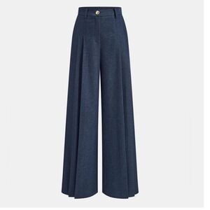 Commense Wide Leg Trousers in Navy Blue